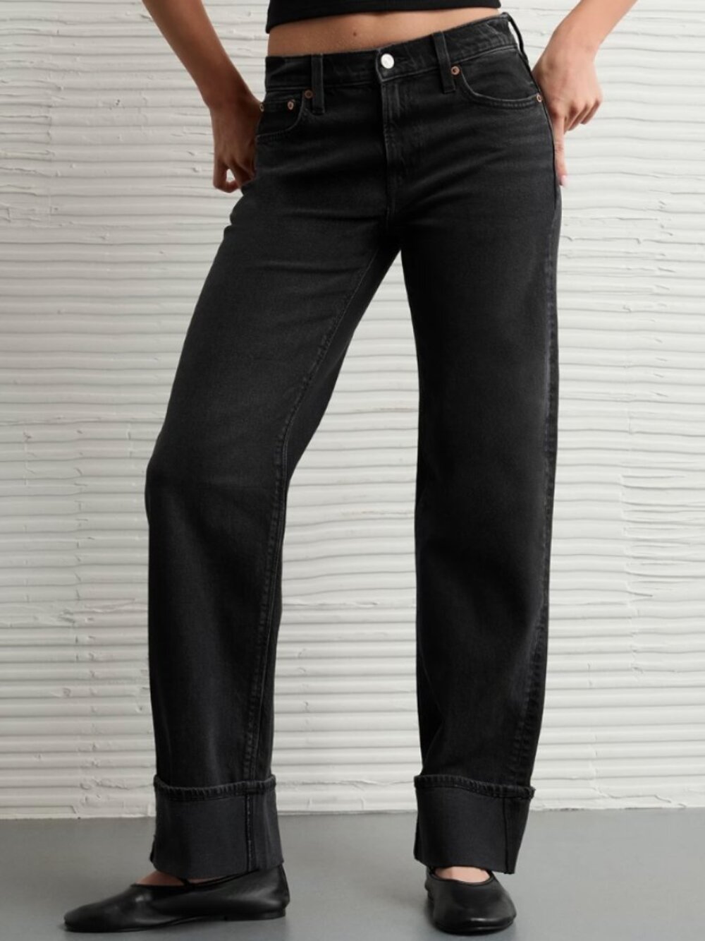American Eagle High-Waisted Stovepipe Jean - Black Blaze - 12
